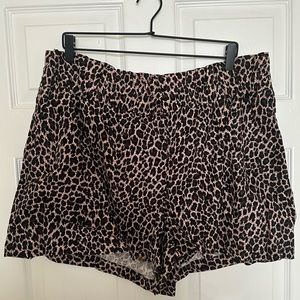 Express Leopard Print Linen Shorts